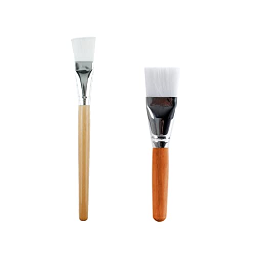 2 Pièces Pinceaux Masque Visage, Brosse Cosmétique de Masque en Bois Naturel, Pinceau de Maquillage Doux pour Applicateur Brosse Masque Sérum Lotion du...
