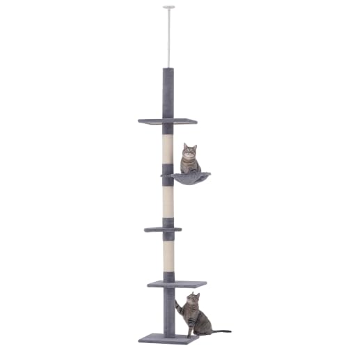 Pawhut - Árbol para gato (40 x 34 x 230 x 260 cm, 5 niveles de actividad), color gris