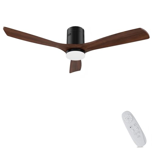 AUTODAY ventilatore da soffitto in legno con luce LED dimmerabile 24W Motore DC silenzioso 132 cm...