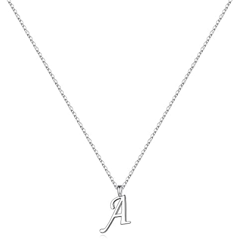 Yoosteel Silver Initial A Necklaces for Women Jewelry, S925 Sterling Silver Dainty Letter Necklace Tiny Cursive Initial Necklaces for Women Birthday Christmas Gifts for Women Cover
