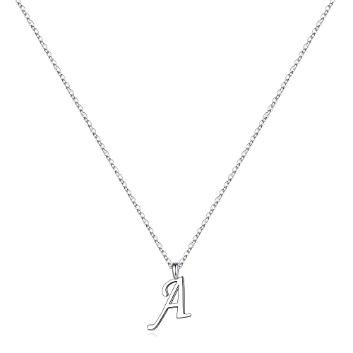 Yoosteel Sterling Silver Initial Necklaces, A Silver Initial Necklaces Dainty Letter Necklace Hypoallergenic Jewelry Little Kids Jewelry for Girls Initial Necklaces Jewelry Gifts for Women Teen Girls