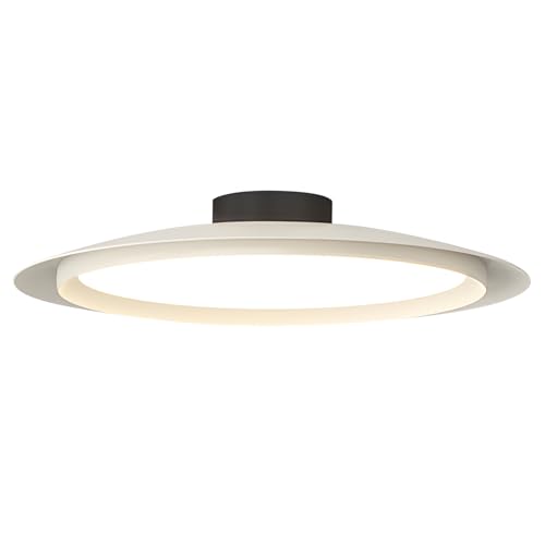 Image of Minimalist Ceiling Light 19.7 inch White Mid Century Modern Ceiling Lights Nordic LED Flush Mount Fixture Vintage Close to Ceiling Light Large Metal Ceiling Lamp for Entryway Corridor Bedroom