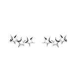Boucles d'oreilles à tige en argent sterling triple Hollow Bright Lucky Stars Line pour fille – Emballage cadeau