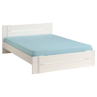 Miroytengo Pack White (Cama de Matrimonio + 2 mesitas) en Color Blanco Estilo Moderno 135-140x190cm