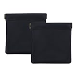 DOKRIN Portamonete da uomo,Due portamonete in pelle PU nera con chiusura a scatto, compatti e portatili, dotati di chiusure a molla automatiche.