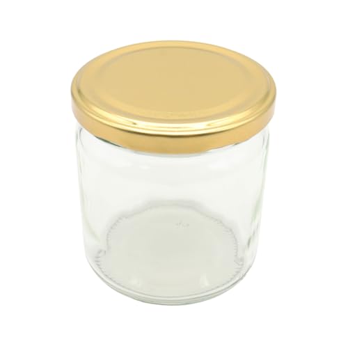 48x Twist Off Gläser 500g (405ml) im Karton mit Deckel für Lebensmittel Honiggläser Neutralgläser Glas Bienen Honig Marmelade Früchte Vorratsglas Rundgläser Gold