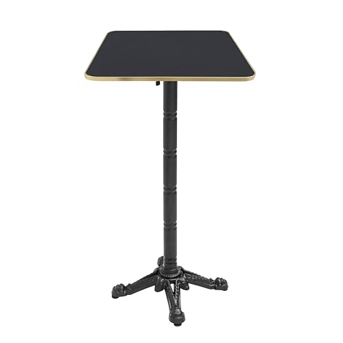 Oviala Mesa de 60 cm de altura inclinable con superficie de mármol negro/dorado y patas negras