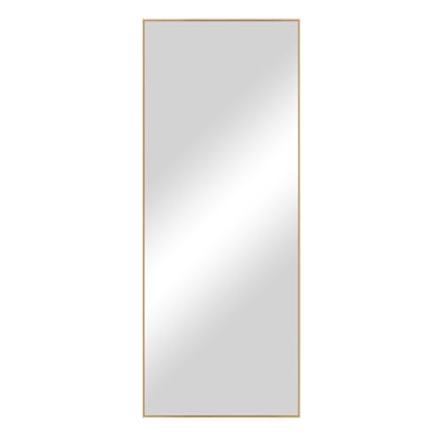 Image of VENETIAN IMAGE Full-Length Dressing Mirror, Floor or Wall Mounted, Metal Frame for Modern Interiors (Gold, 160 x 40 CM)