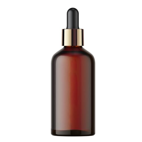 Image of Tattvalogy Amber Color Round Empty Glass Bottle With Black Dropper | For Essential Oils, Blends, Diy Skin Care, Cosmetics, Bottle | Refillable Travel Size Cosmetic Container | Single Piece | 100 ml