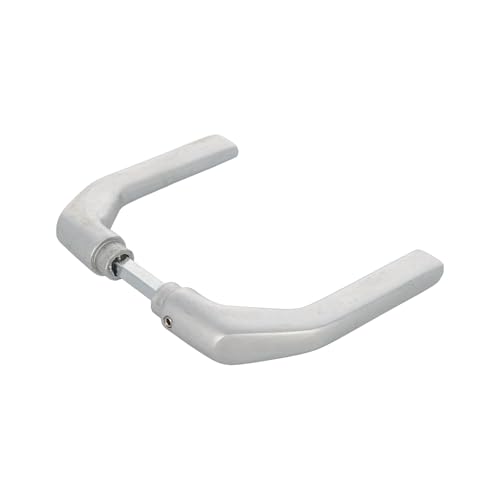 Amig - Juego de Manillas Plateadas de Aluminio sin Placa Ideal para Puertas de Paso y Entrada - 130 x 61 mm · Grosor Máximo Puerta 65 mm - Manija con Manivela Funcional, Decorativa y Moderna