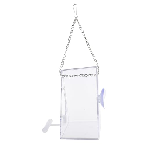 VANZACK Transparent Acrylic Bird Feeder Outdoor Hanging Pet Feeder with Protective Design for Convenient Bird Feeding Durable and Chic Food Holder