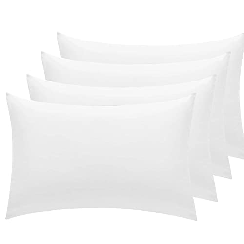 Linens World Pillow Cases 4 pack - Egyptian Cotton 200 Thread Count Pillow Cases/Pillow Protectors, Hotel Quality Fabric & Wrinkle free pillows Cover Pack of 4 (Standard 50x75 cm, White)