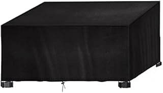 Straame - Outdoor Furniture Protection Cover  Heavy Duty 420D Oxford Fabric  Waterproof & Windproof Anti-UV Rectangular Patio Table Cover with Buckles & Drawstring - (125cm * 125cm * 74cm) - Black