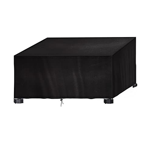 Straame - Schutzhülle für den Außenbereich, robustes 420D-Oxford-Gewebe, wasserdicht, winddicht, UV-beständig, rechteckig, mit Schnallen und Kordelzug, 125 cm x 125 cm x 74 cm, Schwarz Cover