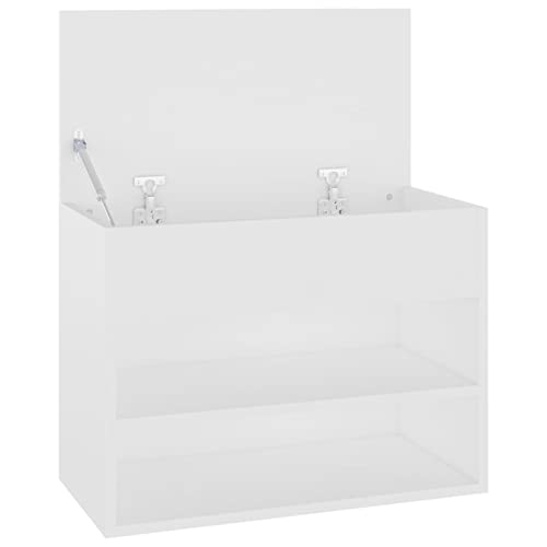 ZEYUAN Banco Zapatero, Banco Pasillo, Banco Recibidor, Descalzadora, Estanteria Zapatero, Mueble Zapatero, de aglomerado Blanco 60x30x45 cm - imagen 8