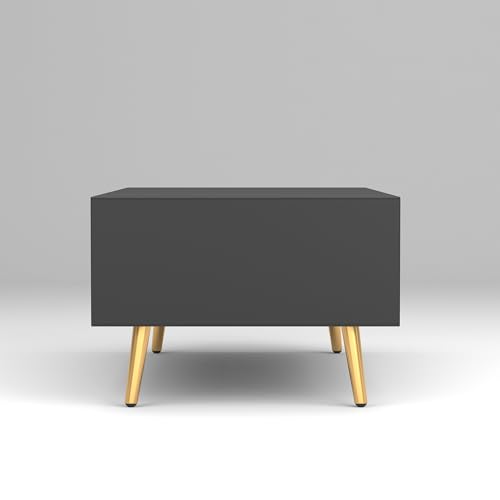 Image of ONIJA Modern Coffee Table for Living Room | HDMR Premium Wood Center Table with Storage Shelf | Matte Finish Coffee Table | Wooden Tea Table with Sturdy Legs (Black)
