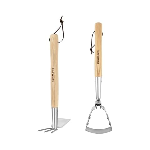 Hoe and Cultivator Garden Rake Hand Tiller Tool Wood Handle Double Sided Cultivator Versatile Tool for Digging,Loosening Soil,Weeding,Breaking Up Soil,Cultivating,Preparing Seedbeds Combination Garden Cover