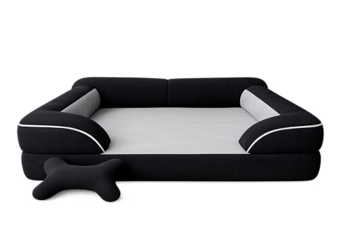 Image of Cutepups Black and Light Grey Premium Orthopedic Dog Bed Large Size (L) - Supportive Washable Sofa Bed for Dogs
