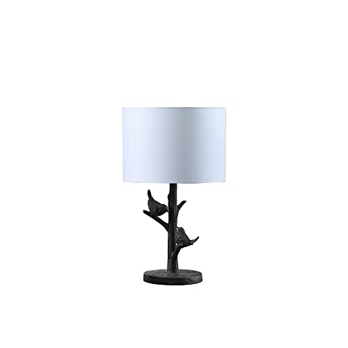 ORE HBL2621 Sparrow Birds On A Tree Polyresin Table Lamp, 18", Bronze, Antique Bronze