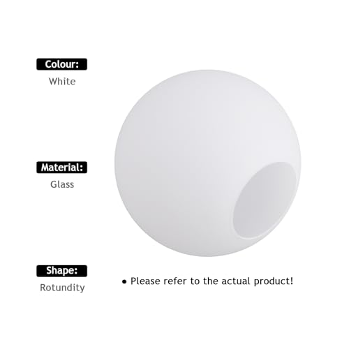 Image of 5.9 inch White Glass Globe Shade, 2.64 inch Opening Replacement Lampshade | Lighting Fixture Glass Accessories for Pendant Lights, Wall Lights, and Ceiling Lights