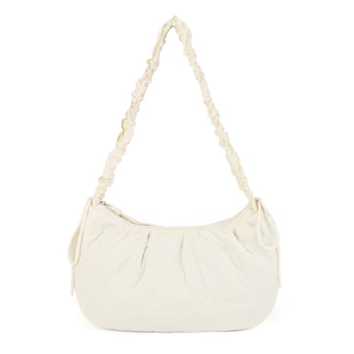 AFKOMST Bolso bandolera para mujer, bolso de hombro con correa ajustable, bolso de tela para mujer, impermeable, grande, bolso de ocio, para trabajo, compras, viajes, escuela, beige