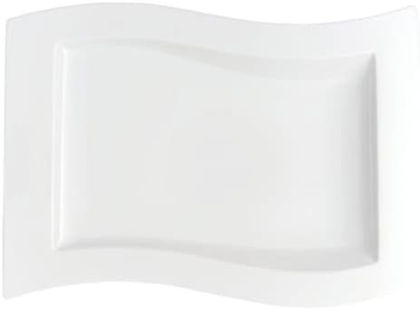 Villeroy & Boch 1025252699 New Wave Gourmet Plate, 33 x 24 cm, Premium Porcelain, White