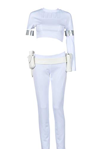 Padme Amidala Geonosis Battle Cosplay Costume Tipped Uniform M White