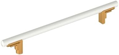 Signature Hardware 954044-12 Anberlin 12 Inch Center to Center Appliance Pull - Matte White Handle - Brushed Gold