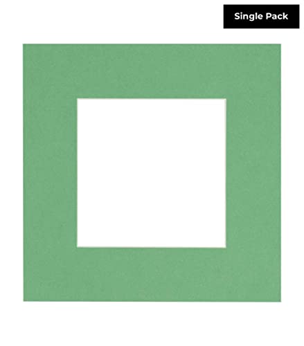 Turf Green Jade Acid Free 26x26 Square Picture Frame Mat with White Core Bevel Cut for 21x21 Pictures - Fits 26x26 Frame - Pack of 1 Matboard Show Kit With Acid Free Backing & Clear Bag