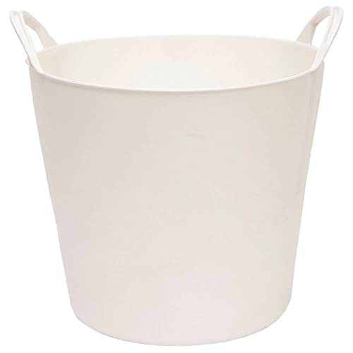 CABLEPELADO Capazo de plástico, Cubo de plástico, Balde de plástico, Cubeta de plástico, Barreño de plástico, 25 litros, Diametro Superior: 38 cm, Diametro Inferior: 28 cm, Altura: 30 cm, Color Blanco