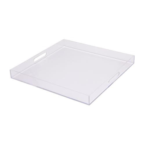 21"X21" Extra-Large Clear Acrylic Square Ottoman Tray - Oversized...