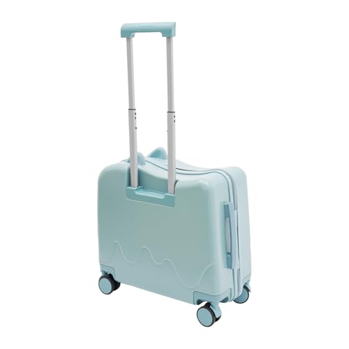 18" Ride-On Kids Suitcase, Trolley Luggage with Spinner Wheels Rolling Luggage with Password Lock Children's Riding Luggage for Travel (Sky Blue, 18")4