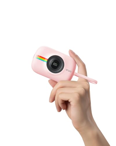 Power bank 10000mAh con cavo integrato piccolo mini power bank a ricarica rapida da 20 W batteria USB C Elementi essenziali da viaggio per la maggior parte dei dispositivi intelligenti - Rosa