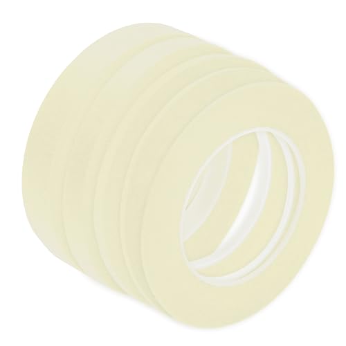 Image of Motoforti Universal Painters Tape Masking Master Tape 0.15cm /0.3cm /0.6cm /1.2cm /1.9cm x 55m Easy Removal Crepe Paper White 5 Pcs