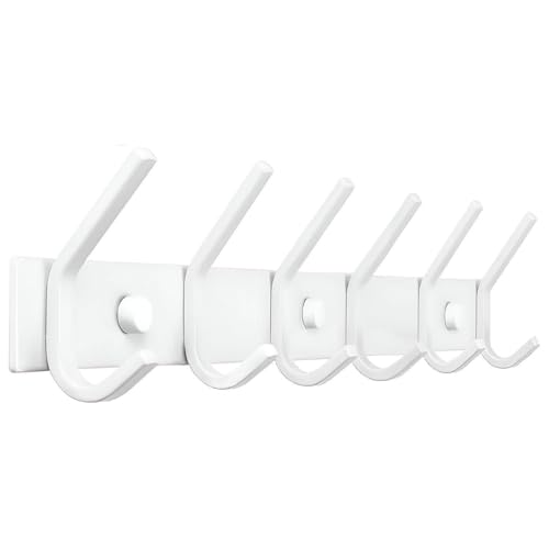 TOJ Living Perchero de pared – 46 cm – 12 ganchos – Perchero – Perchero de pared – Perchero de pared blanco – Perchero de pared – Perchero de pared – Acero inoxidable – Blanco