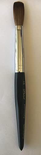 Six Angles - Black Handle Petal Kolinsky Acrylic Nail Brush for Manicure Powder (CRIMPED) - (Size #18)