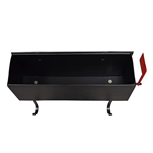 Image of Oakland Living Black Patriotic Metal Wall Mounted Mailbox with Outgoing Mail Flag and Newspaper Hangers