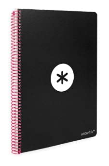 Cuaderno espiral liderpapel a4 antartik tapa dura 80h 90gr cuadro 4mm con margen color negro