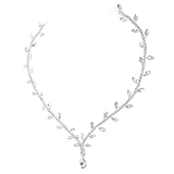 OSALADI Cadena Cabeza de Mujer Gemas de Imitación, Tocado Étnico Plateado para Novia, Accesorio Cabello en Bodas, Fiestas y Eventos, Joyas de Cabeza para Niñas y Mujeres