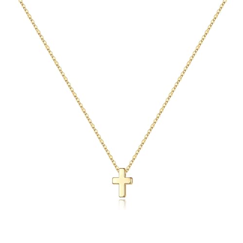M MOOHAM Cross Necklace for Women Girls, Dainty Gold Plated Cross Pendant Necklace Sideways Cross Choker Layered Cross Necklace for Women Girls