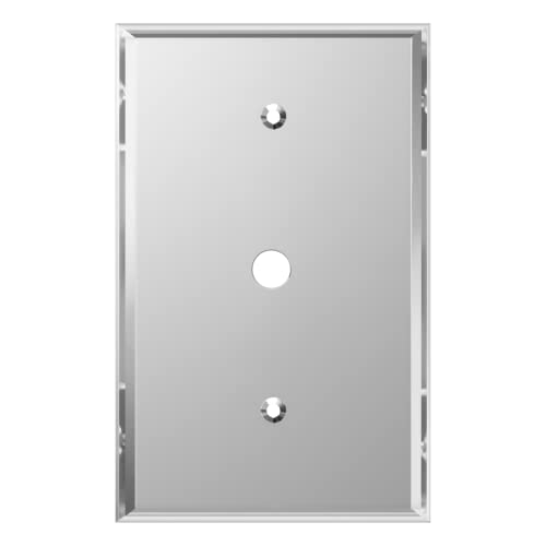 LIDER Reflective Acrylic 0.406" Diameter Hole Phone Cable Wall Plate, Mirrored Cable Plate, Acrylic Glass, Oversized 1-Gang 5.50" x 3.50", LWP-41O-ASV, Silver