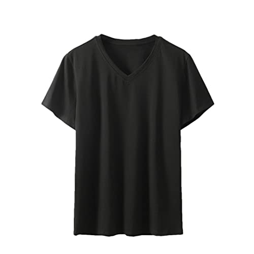 T-shirt en coton col en V homme grande taille 6XL vêtement été décontracté