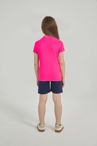 Image of 5-14Y Boys Girls Rash Guard UPF 50+ Short Sleeve Kids Neon Swim Shirts