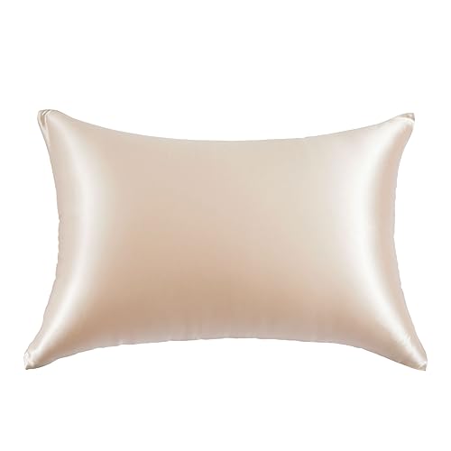 Image of THXSILK 30 Momme Silk Pillowcase for Hair and Skin, 100% Mulberry Silk Bed Pillowcase Grade 6A+ Silk, Hypoallergenic Soft Breathable Pillow Case with Hidden Zipper, King Size Pillow Case(Beige)