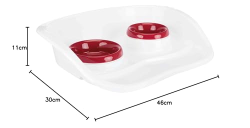 TRIXIE 24721 Napf-Set, Kunststoff, 0,25 l/ø 9 cm & 0,3 l/ø 11 cm/46 × 11 × 30 cm, grau/Näpfe: