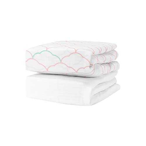 Image of Newton Baby Fitted Crib Sheet (2-Pack) - Ultra Breathable and Soft, Organic Cotton, Fits All Standard Cribs, Blush Coral White