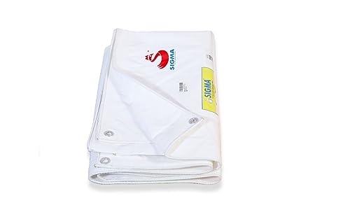 Image of SIGMA (LABLE) 15FT X 12FT 230 GSM Tarpaulin Sheet Waterproof Heavy Duty Tirpal Tadpatri Tarpal UV Treated, Vehicle Rain Protection, Home Roof Shed Temporary Shelter Tent Multipurpose Cover, White