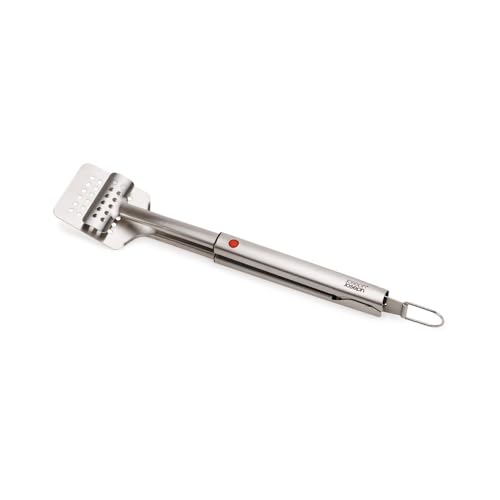 Joseph Joseph GrillOut Spatule Pinces BBQ 2-en-1, Tête Rétractable, Acier Inoxydable Durable, Rangement Compact, Facile à Nettoyer