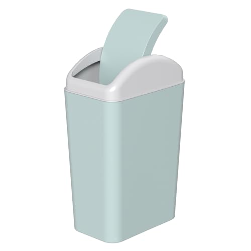 Image of 3.5 Gallon Plastic Trash Can with Swing Lid, Slim Wastebasket