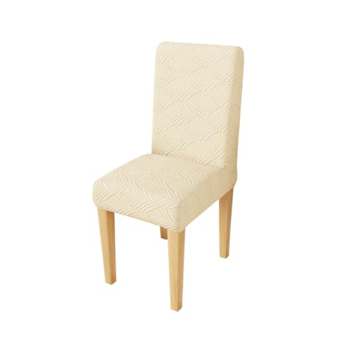 Image of Lukzer Elastic Dining Chair Cover - 1PC Pastel Yellow Tangled Lines | Textured High Stretch Jacquard Seat Cover | Removable Washable Short Dining Chair Cover Protector Seat Slipcover | (CC-119-01)